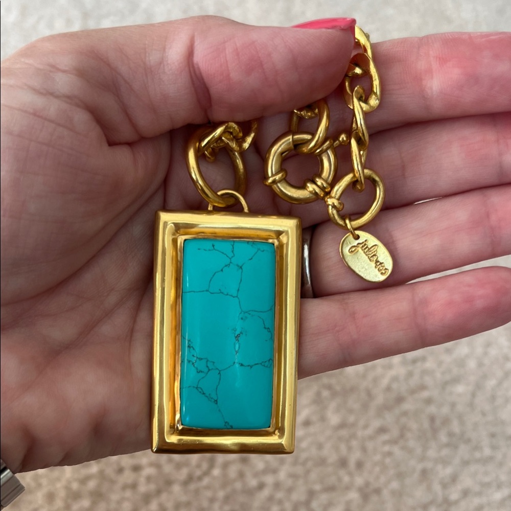 Julie Vos Gold-Tone Necklace with Turquoise Rectangular Stone